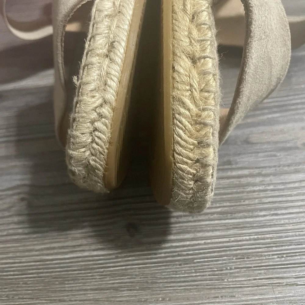 KANNA Spain Womens Sz‎ 37 (US 6.5-7) Beige Suede Elastic Band Espadrilles Summer